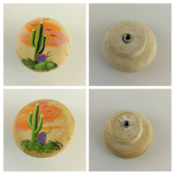 10 Southwestern clay hand-painted cabinet pulls - Picture 5 of 16